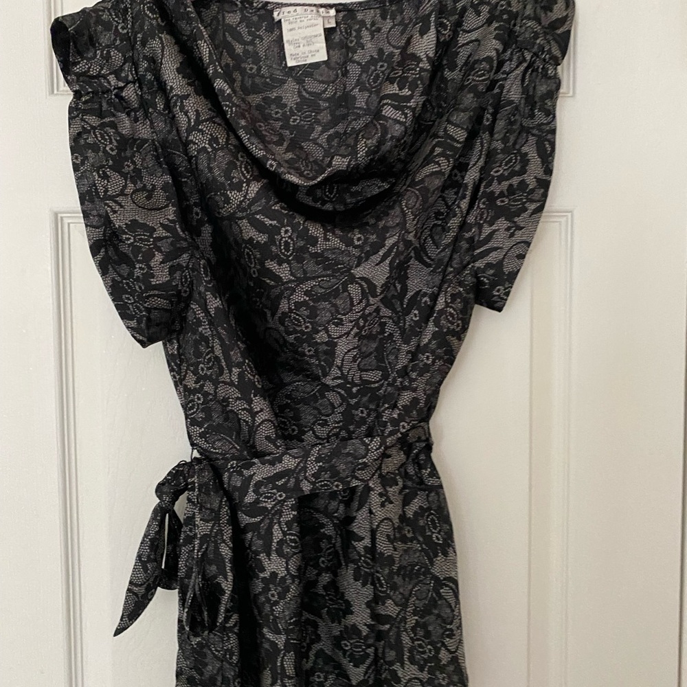 Fred David Black Floral Lace Look Top